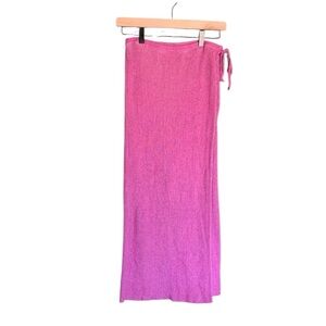 Free People womens pink wrap midi skirt stretch size small ribbed feminine
